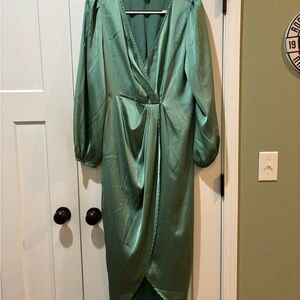 Elegant Green Satin Dress